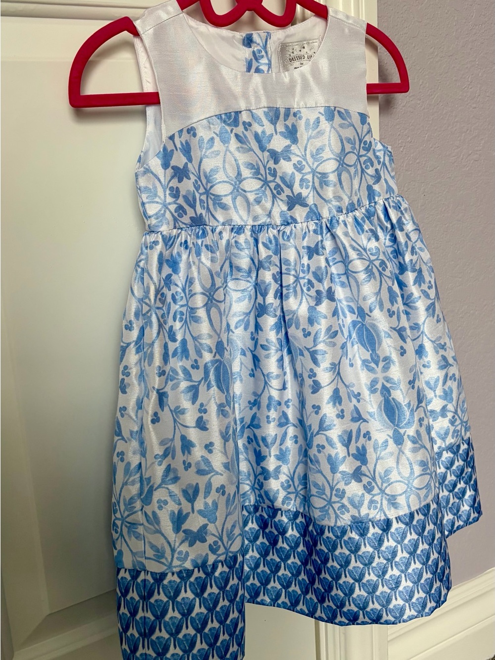 Blue & White Floral Girls' Party Dress